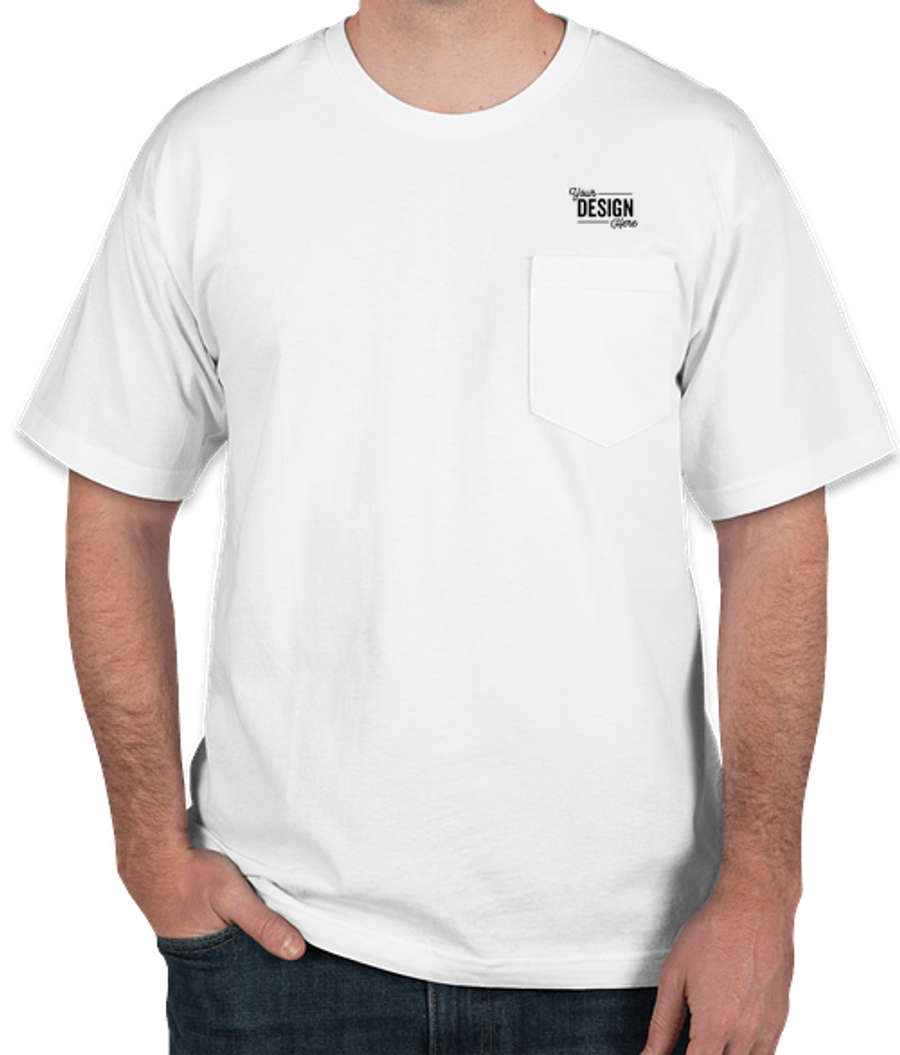 Bayside USA-Made 100% Cotton Pocket T-shirt in White