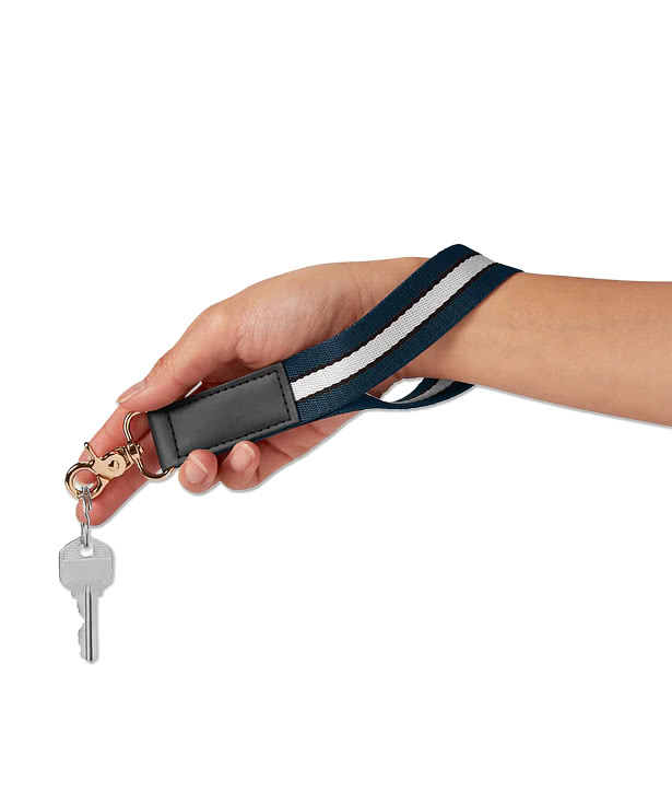 Debossed Stripe Wrist Strap Keychain