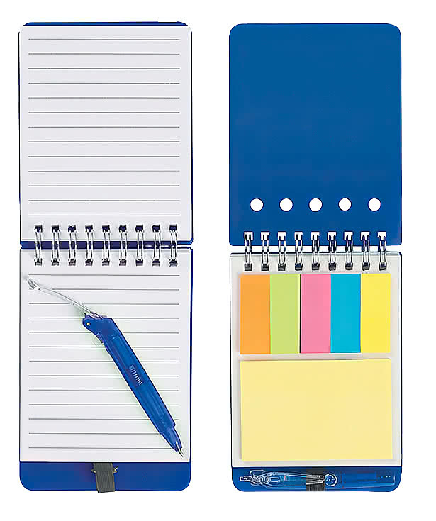 Soft Cover Spiral Notebook with Pen, Sticky Notes, and Flags