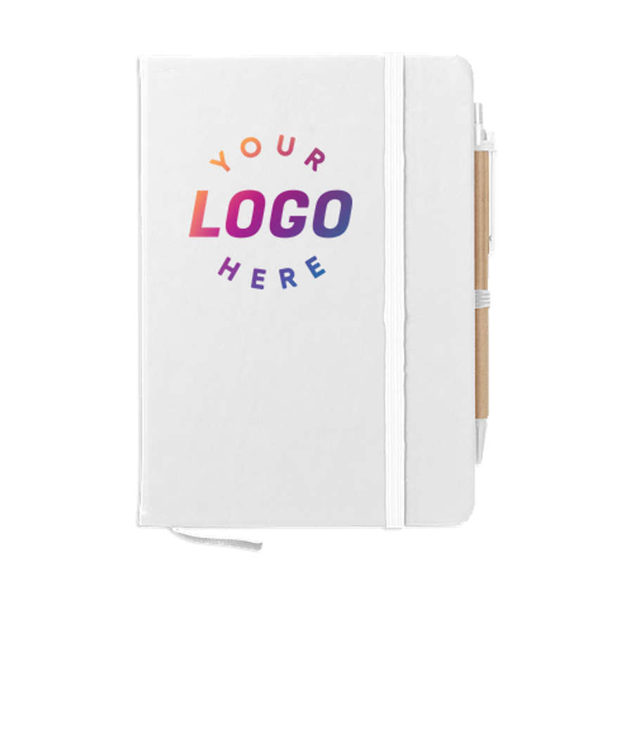 Full Color Hard Cover Notebook with Sticky Notes and Flags in White