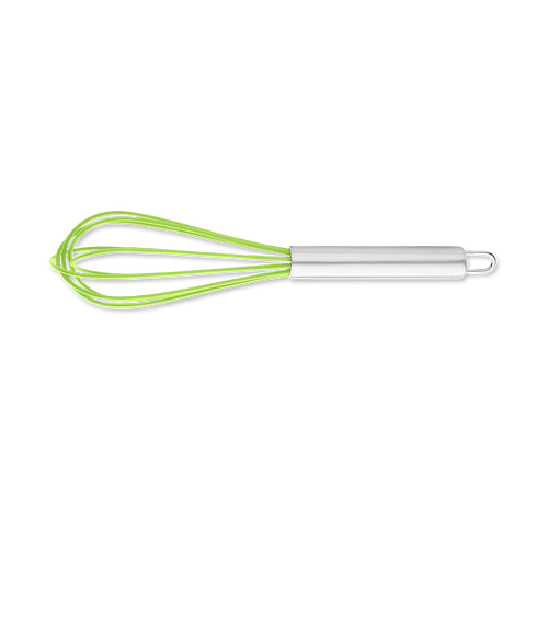 Rubber Whisk with Stainless Steel Handle in Green