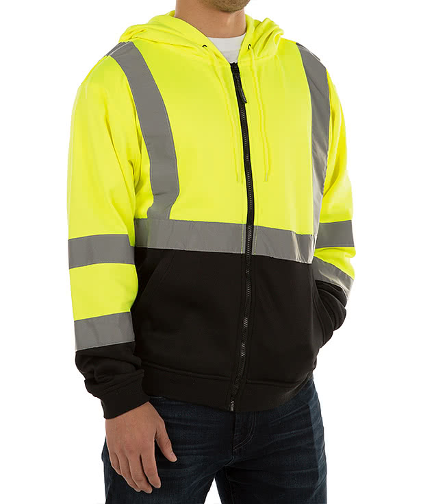 Kishigo Class 3 Hi-Vis Hooded Full Zip Sweatshirt - Embroidered
