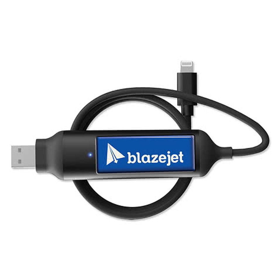 Full Color Boost 1,000 mAh Power Bank and Charging Cable in Black