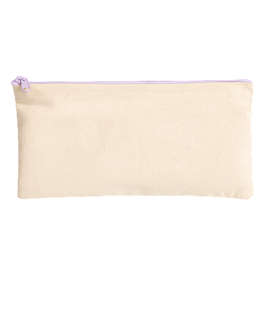 Large Natural Canvas Pouch with Colored Zipper - Color: Natural / Lavender