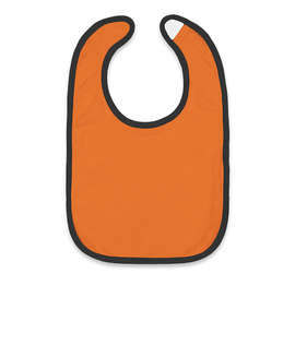 Rabbit Skins Contrast Trim Premium Jersey Baby Bib - Color: Orange / Black