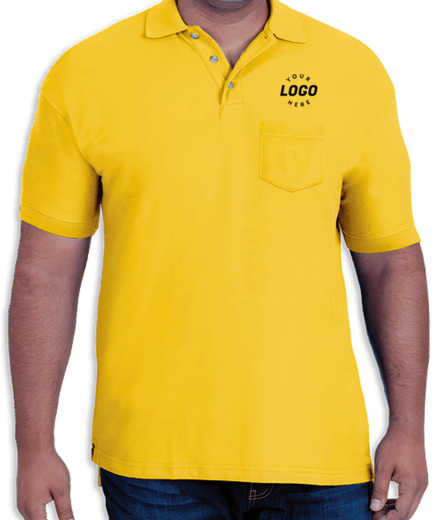 Blue Generation Scotchgard Treated Pique Pocket Polo - Printed in Yellow