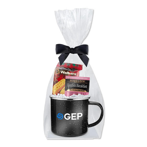 16 oz. Speckled Camper Mug with Shortbread Cookies and Tea