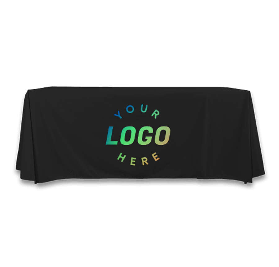 Full Color 6' Eco-Wise 4-Sided Throw Tablecloth in Black