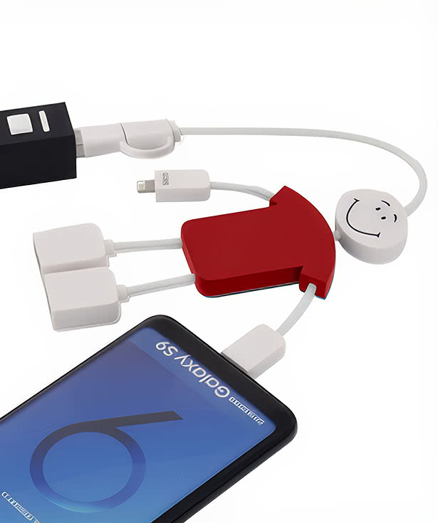 Techmate 3-in-1 Charging Cable and USB Hub 2.0