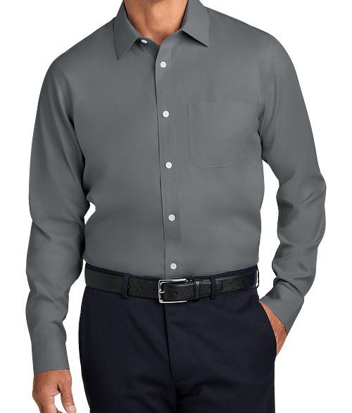 Brooks Brothers Wrinkle-Free Pinpoint Open Collar Dress Shirt - Embroidered in Deep Black