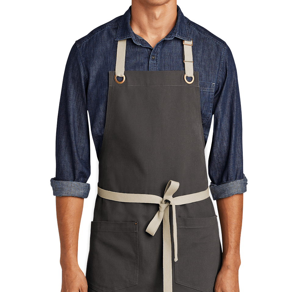 Port Authority Canvas Two-Pocket Full Length Apron - Embroidered-default