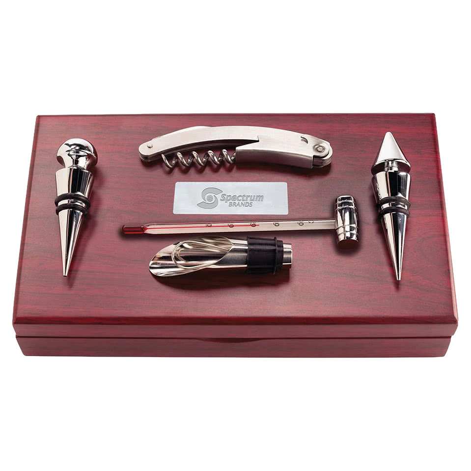 Laser Engraved Bodega 5 Piece Wine Accessory Set