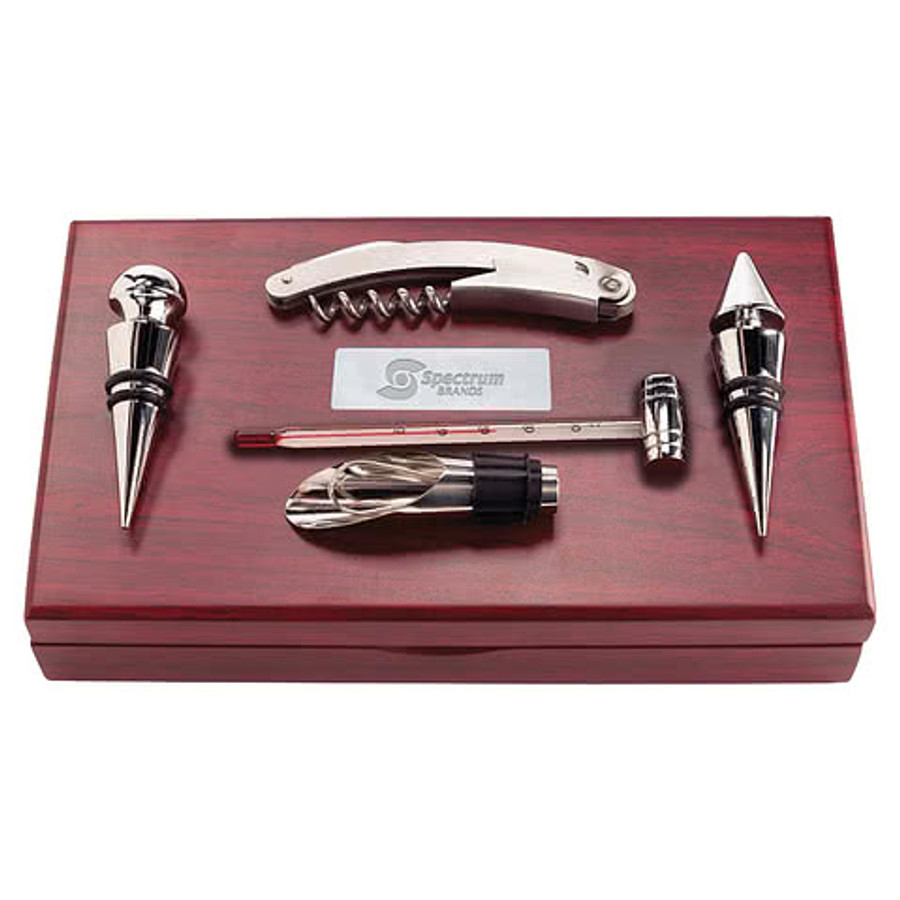 Laser Engraved Bodega 5 Piece Wine Accessory Set