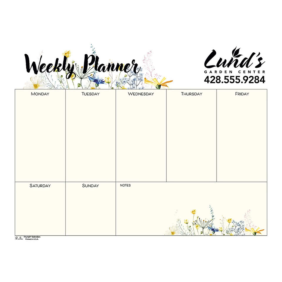 Small Weekly Floral Desk Pad Calendar