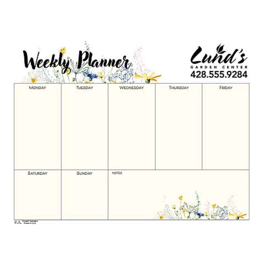 Small Weekly Floral Desk Pad Calendar in Small Weekly Desk Pad - Floral