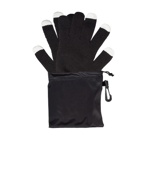 Touchscreen-Friendly Gloves with Pouch in BLACK