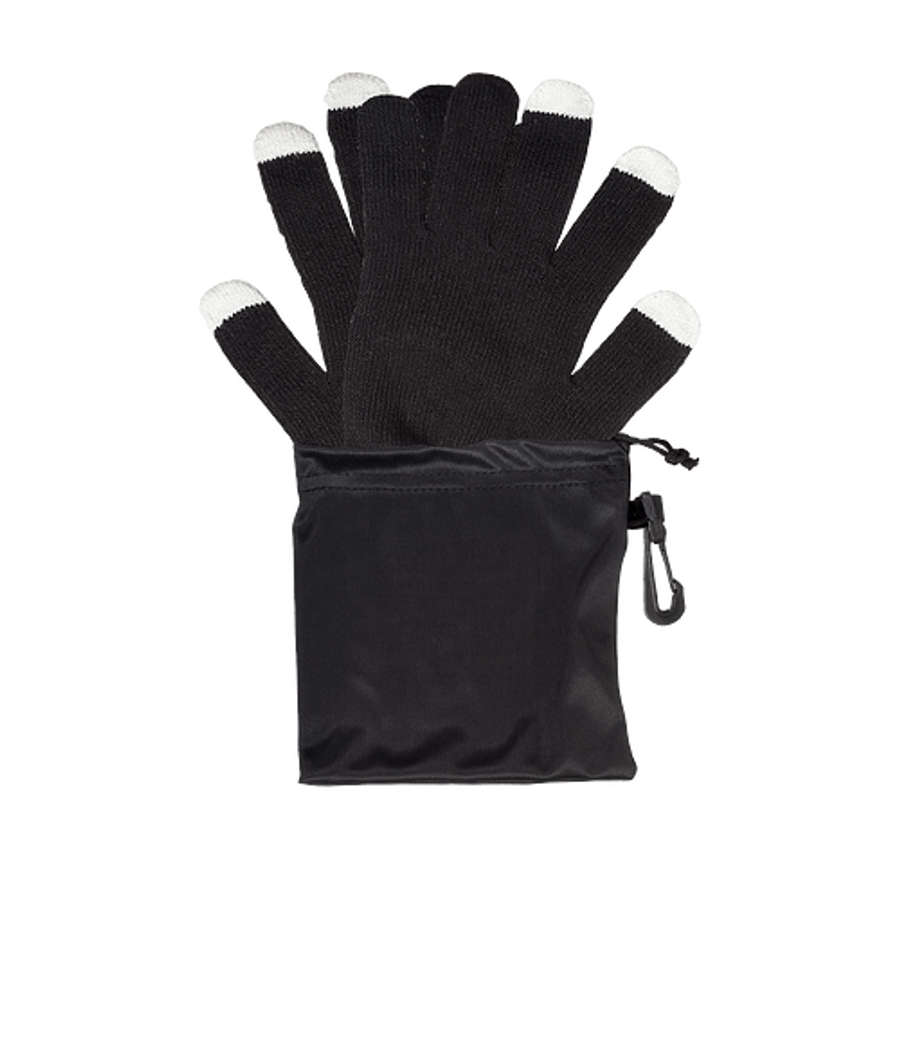 Touchscreen-Friendly Gloves with Pouch in BLACK