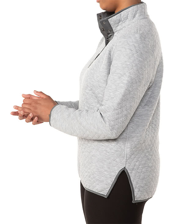 Marine Layer Women's Corbet Quilted Snap Pullover - Faux Leather Patch
