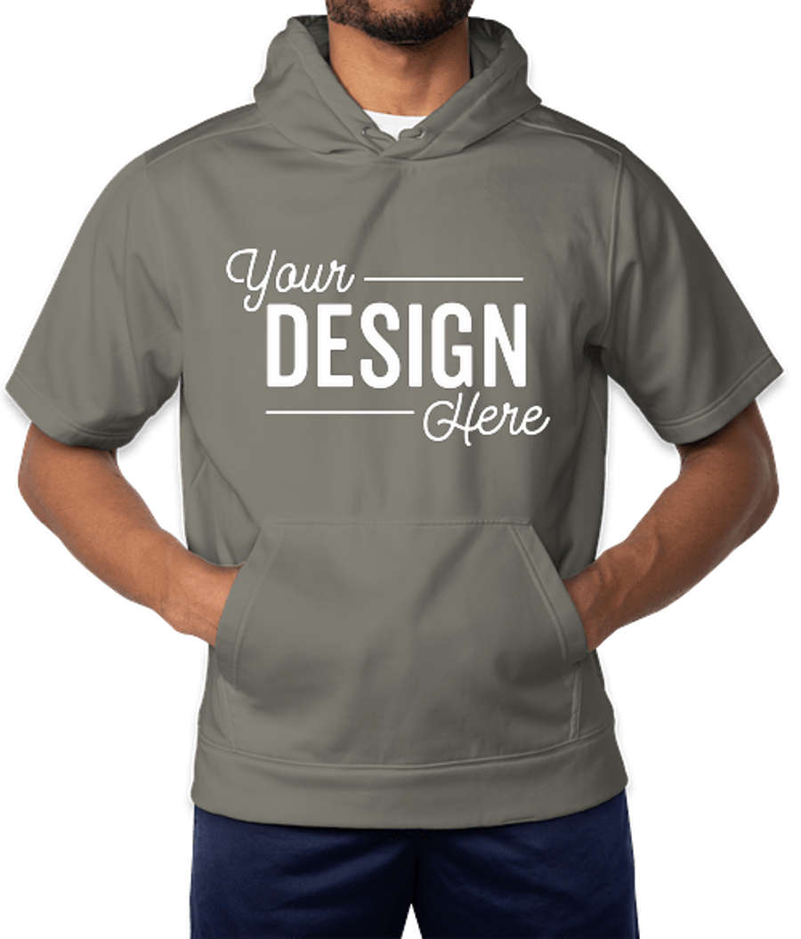 Sport-Tek Sport-Wick Short Sleeve Hooded Performance Shirt in Dark Smoke Grey