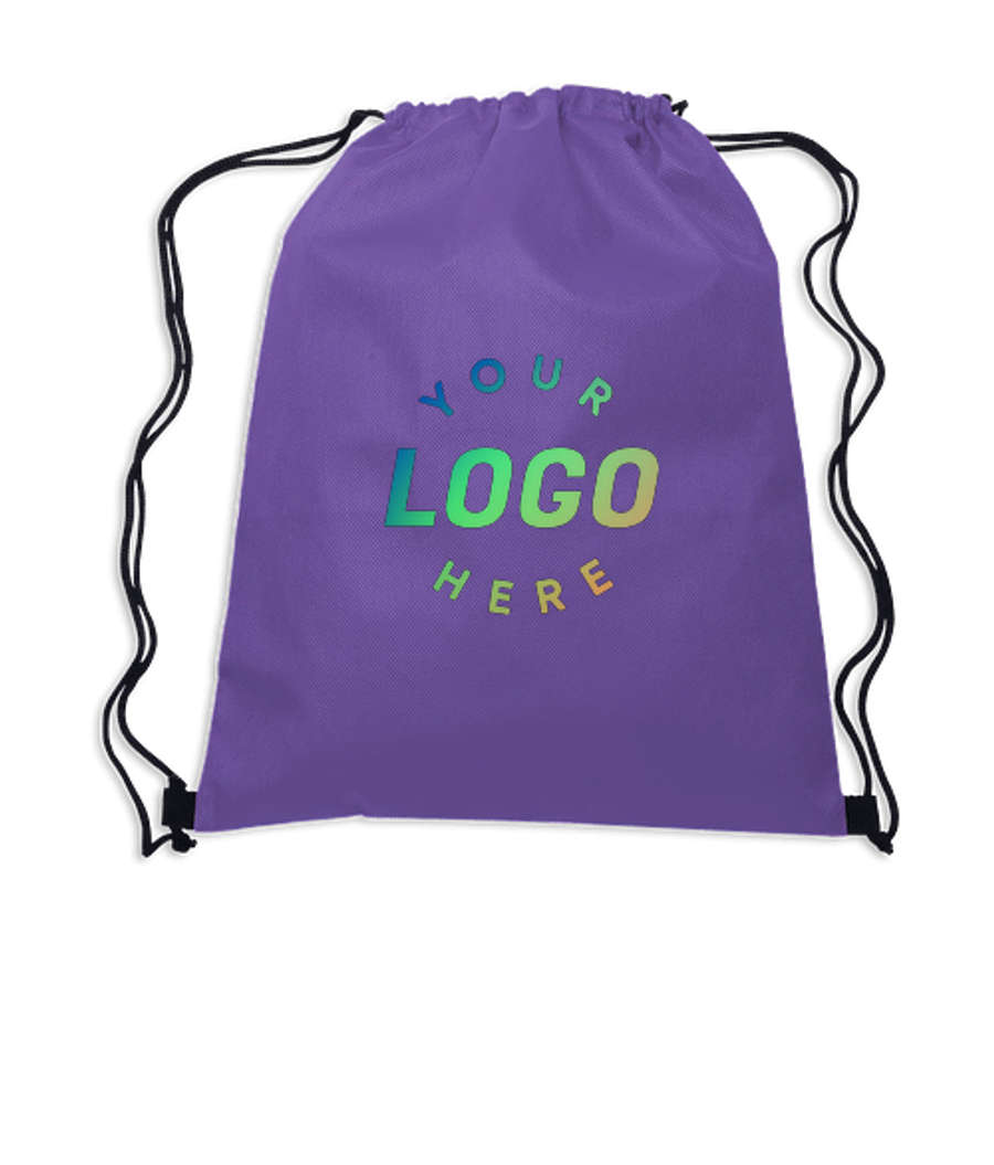 Full Color Sports Pack Non-Woven Drawstring Bag in Purple