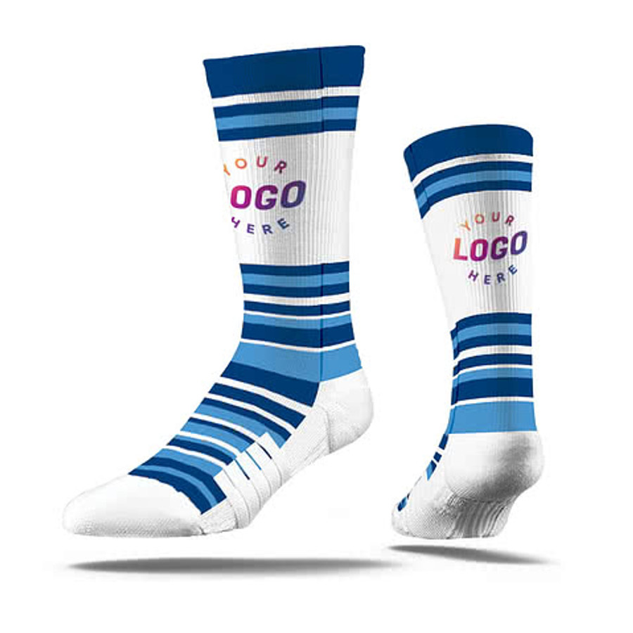 Athletic Stripe Premium Crew Socks in Black