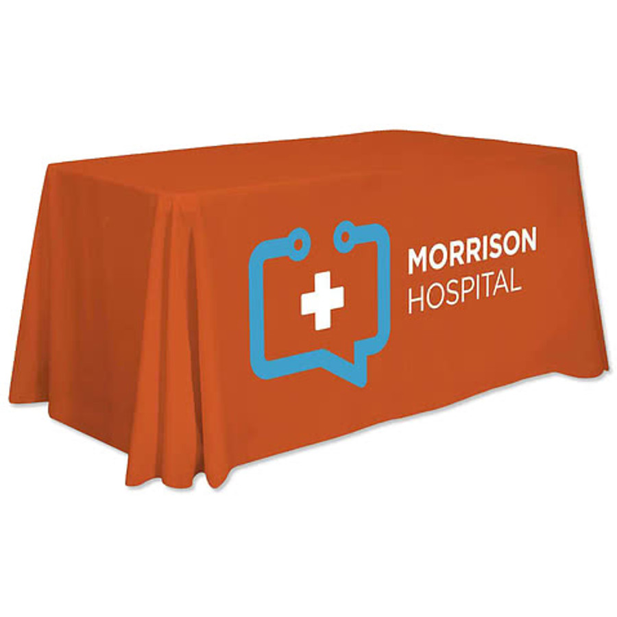 Full Color 4' Open-Back Throw Tablecloth in White