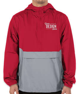 Holloway Packable Hooded Half Zip Pullover - Color: Scarlet / Athletic Grey
