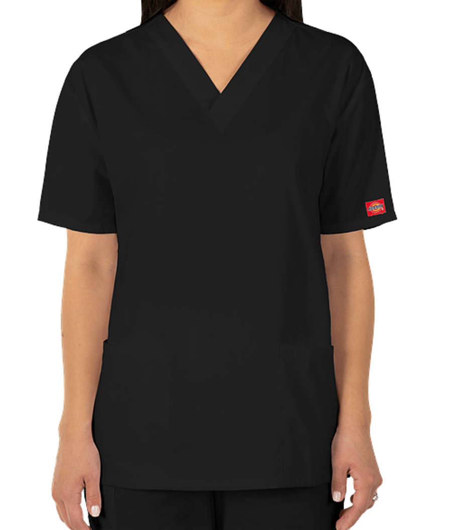 Dickies Women's V-Neck Scrub Top in Black