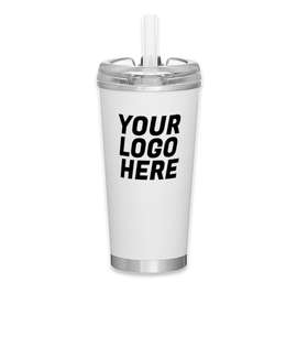 16.9 oz. Brooklyn Stainless Steel Insulated Tumbler with Straw - Color: Matte White