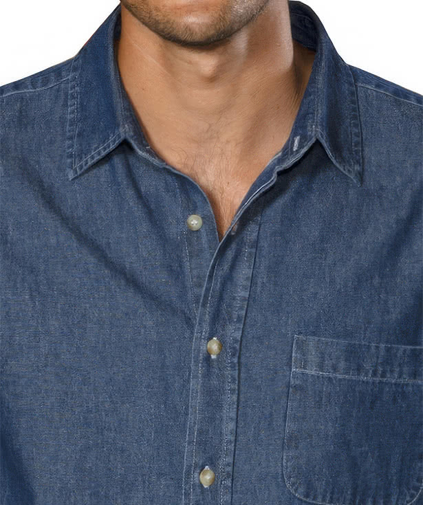 Blue Generation Untucked Long Sleeve Denim Shirt - Embroidered
