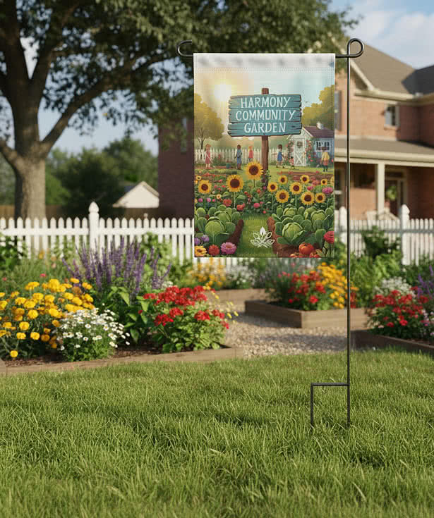 Full Color 18" x 12.25" Double Sided Garden Flag with Stake