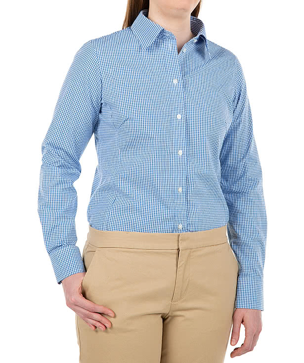 Devon & Jones Women's Crown Collection Gingham Dress Shirt - Embroidered