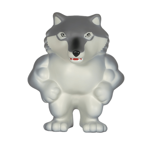 Wolf Mascot Stress Reliever in Gray/White
