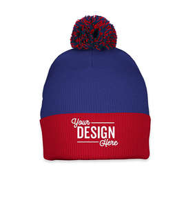 Sportsman Pom Pom Beanie - Color: Royal / Red