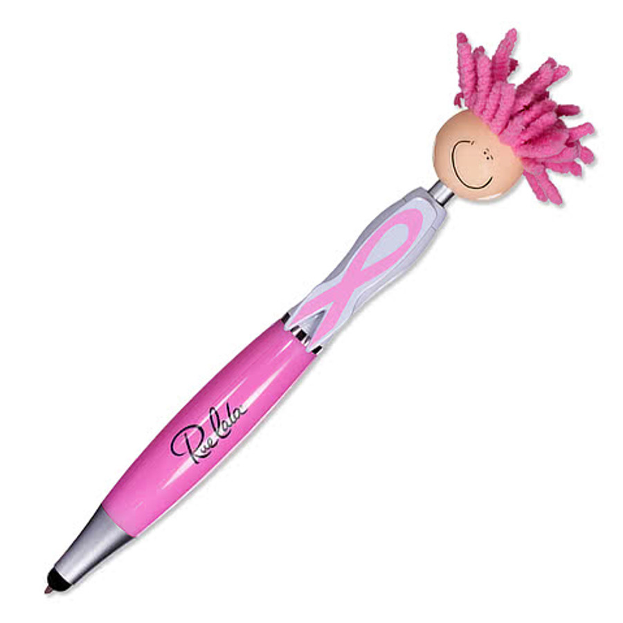 MopToppers Breast Cancer Awareness Ballpoint Stylus Pen (black ink) in Pink