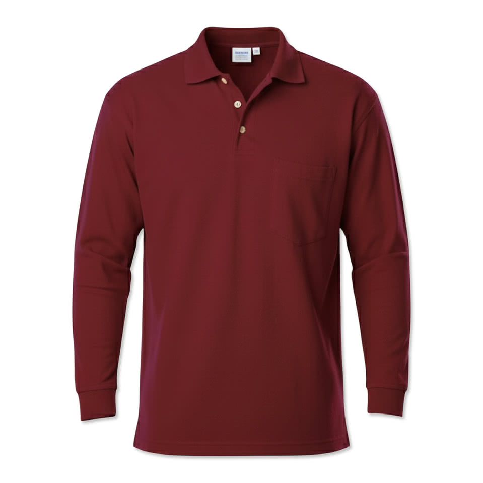 Blue Generation Superblend Easy-Care Long Sleeve Pique Pocket Polo