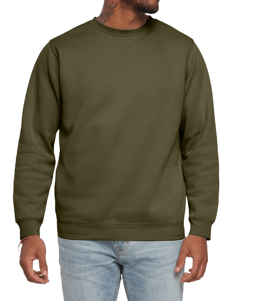Live & Tell by LAT Elevated Fleece Crewneck Sweatshirt in Military Green