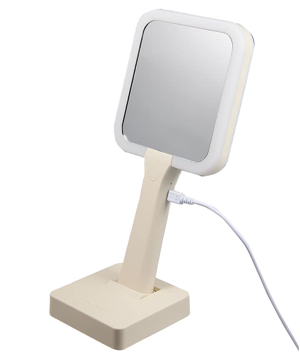 Full Color Wellable Rechargeable LED Mirror with Phone Stand