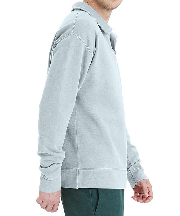 Hanes ComfortWash Garment Dyed Polo Collar Sweatshirt