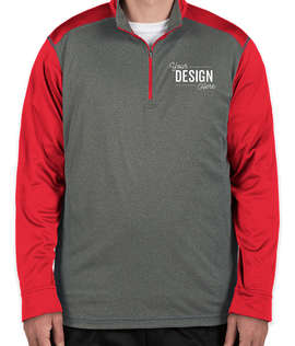 Ultra Club Lightweight Colorblock Quarter Zip Performance Pullover - Color: Grey Heather / Red