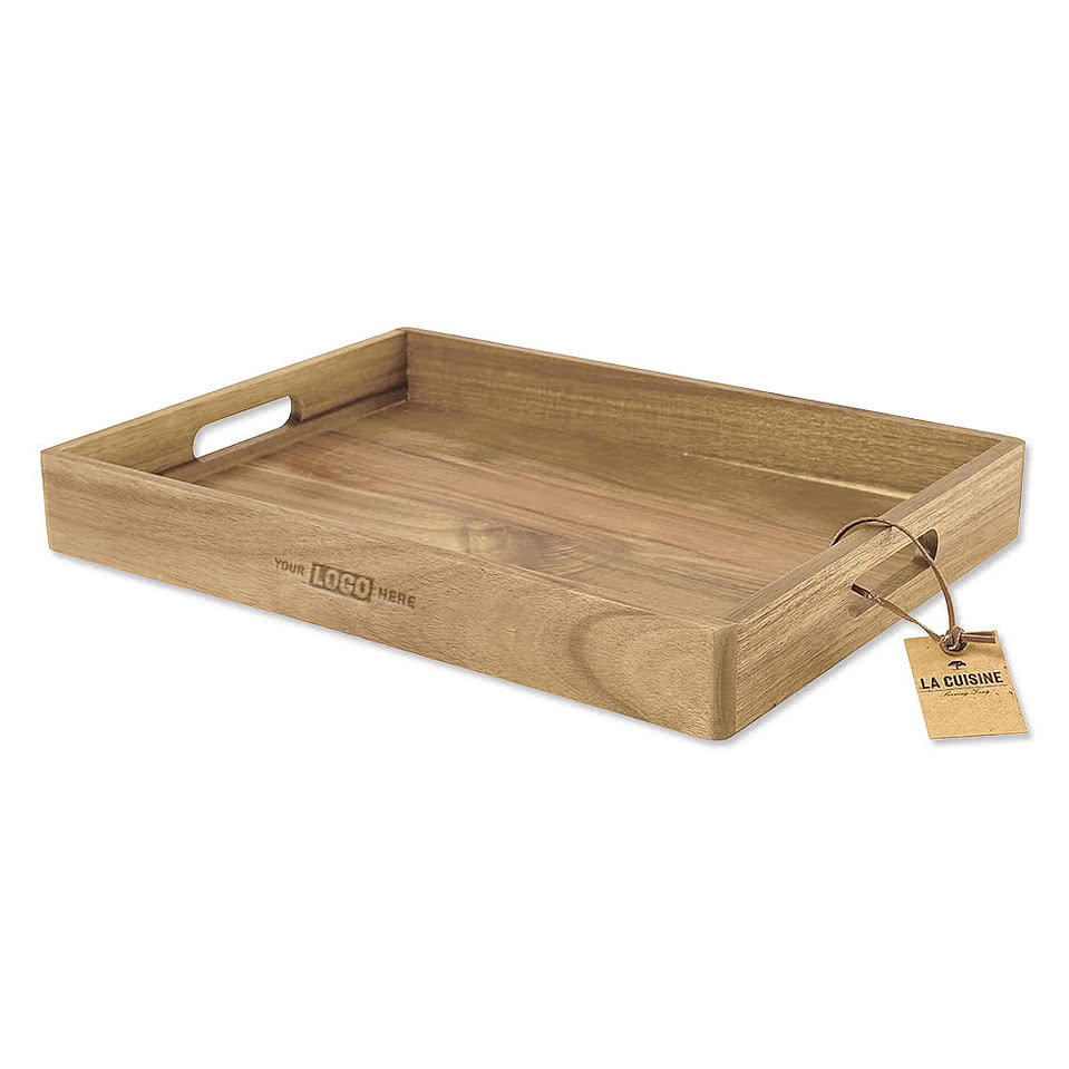 Laser Engraved La Cuisine Acacia Wood Serving Tray