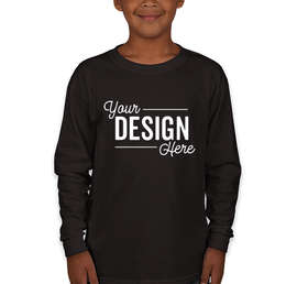 Canada - Gildan Youth Ultra Cotton Long Sleeve T-shirt - Color: Black
