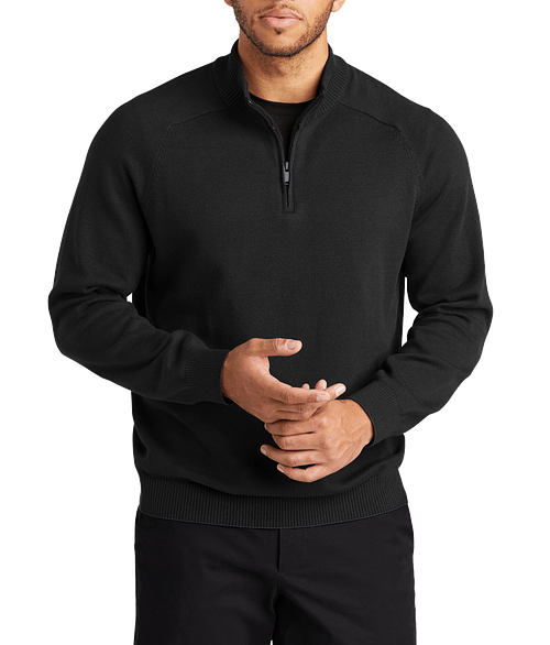Mercer+Mettle Easy Care Quarter Zip Sweater in Deep Black