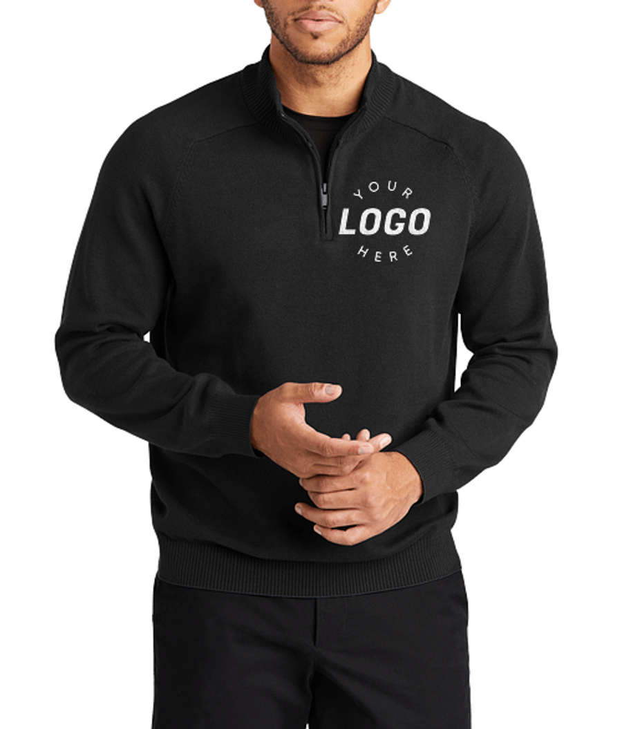 Mercer+Mettle Easy Care Quarter Zip Sweater in Deep Black