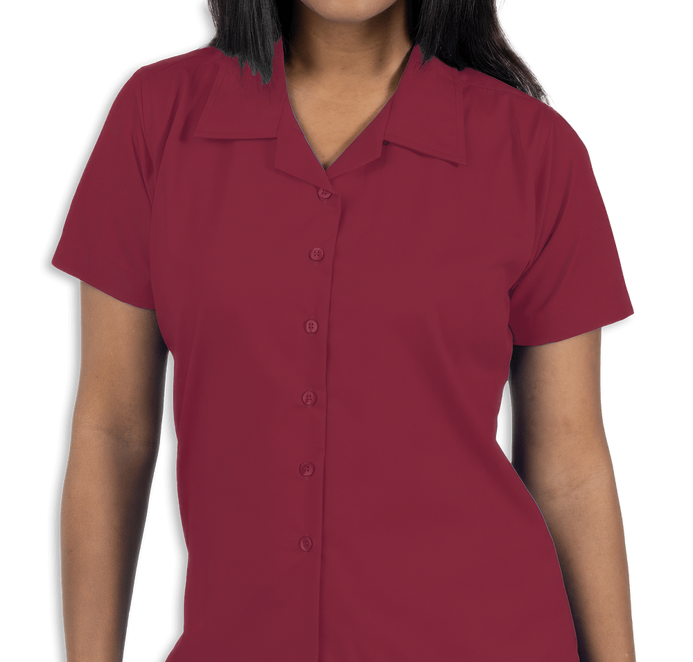 Blue Generation Women's Poplin Short Sleeve Camp Shirt - Embroidered-default
