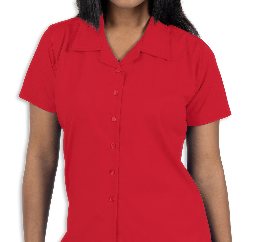 Blue Generation Women's Poplin Short Sleeve Camp Shirt - Printed-default
