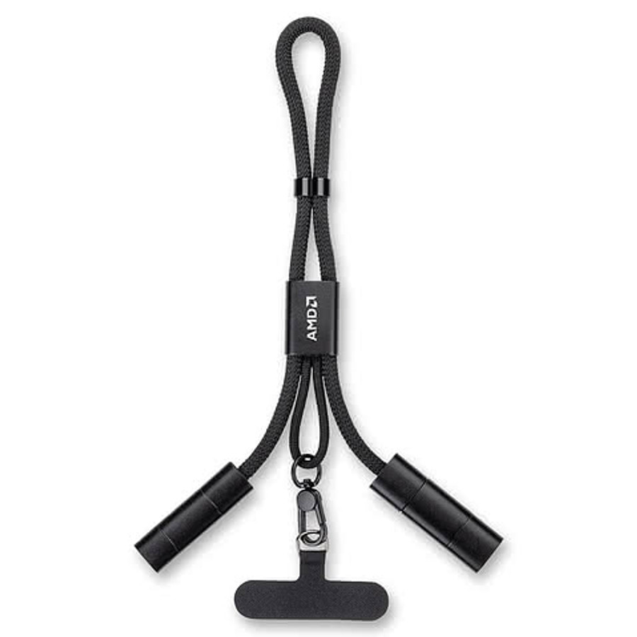 Arowana Multi-Charge Wristlet Lanyard w/Phone Holder in Black