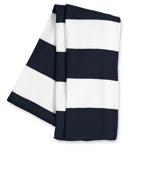Sportsman Rugby Knit Scarf in Navy / White
