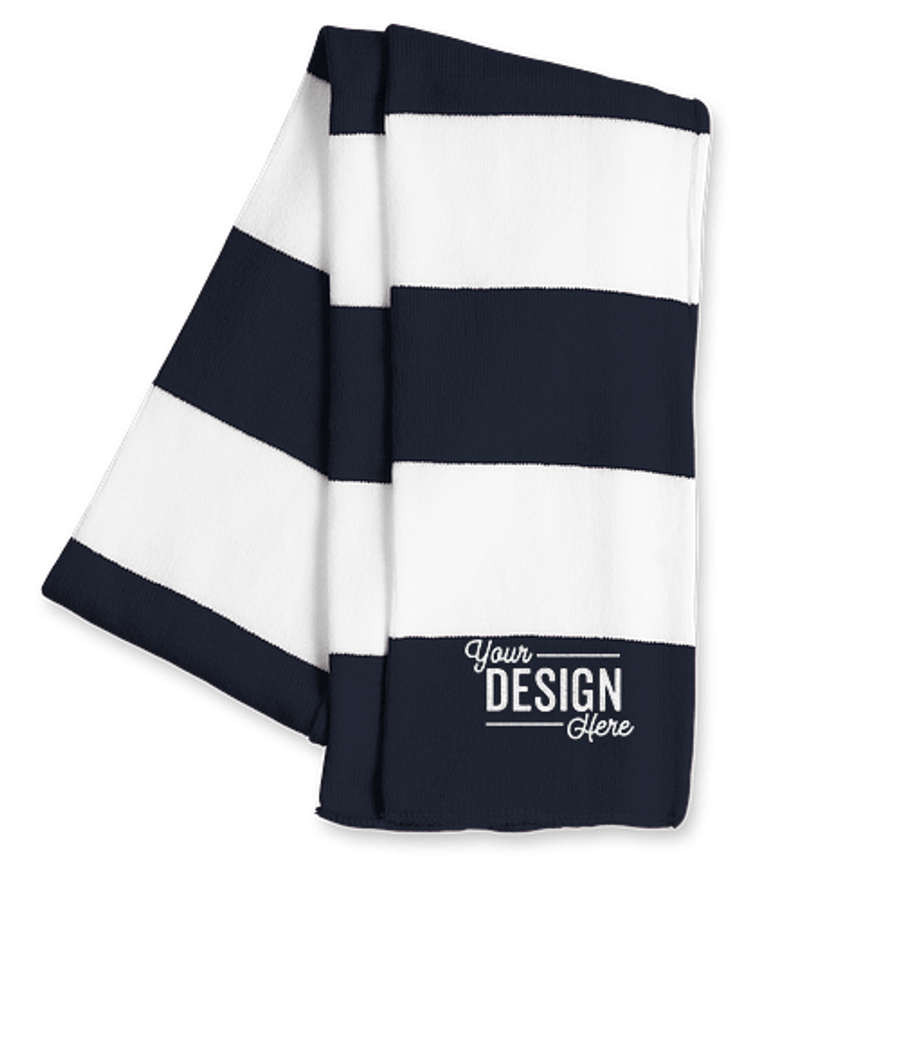 Sportsman Rugby Knit Scarf in Navy / White