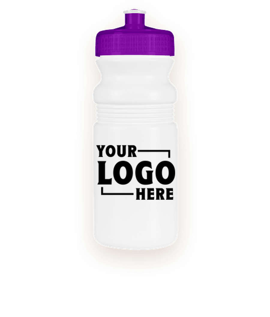 20 oz. Bike Water Bottle in White / Translucent Purple
